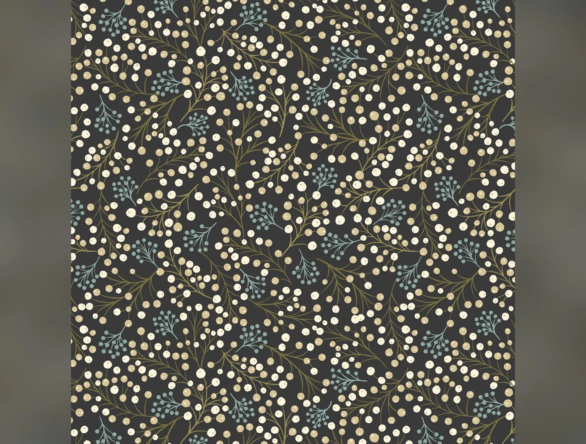 New Forest Winter Flannel | Winter Berries on Dark by Lewis & Irene | 100% Cotton Flannel