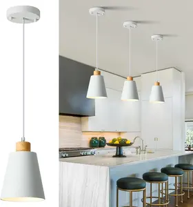 Mini Pendant Light Fixtures White  Pendant Lighting for Kitchen  7.87in Cone Modern Ceiling Hanging Lights Hollow Shade Nordic  Light for Counter, Bar, Hallway