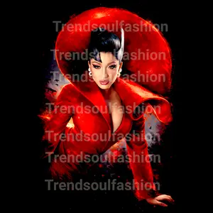 Female Rapper DTF Halftone Transfer. - 12" | Black Removed (Best for Black Tees)