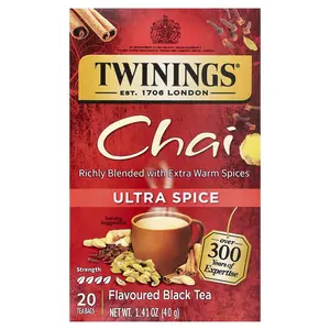 Twinings Flavored Black Tea, Chai, Ultra Spice , 20 Tea Bags, 1.41 oz (40 g)