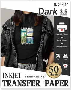 Upgraded Version 3.5 Heat Transfer Paper for T Shirts 50 Sheets, 8.5" X 11" Printable Heat Transfer Vinyl,  Color & Durable Iron on Transfer Paper for Dark Fabric