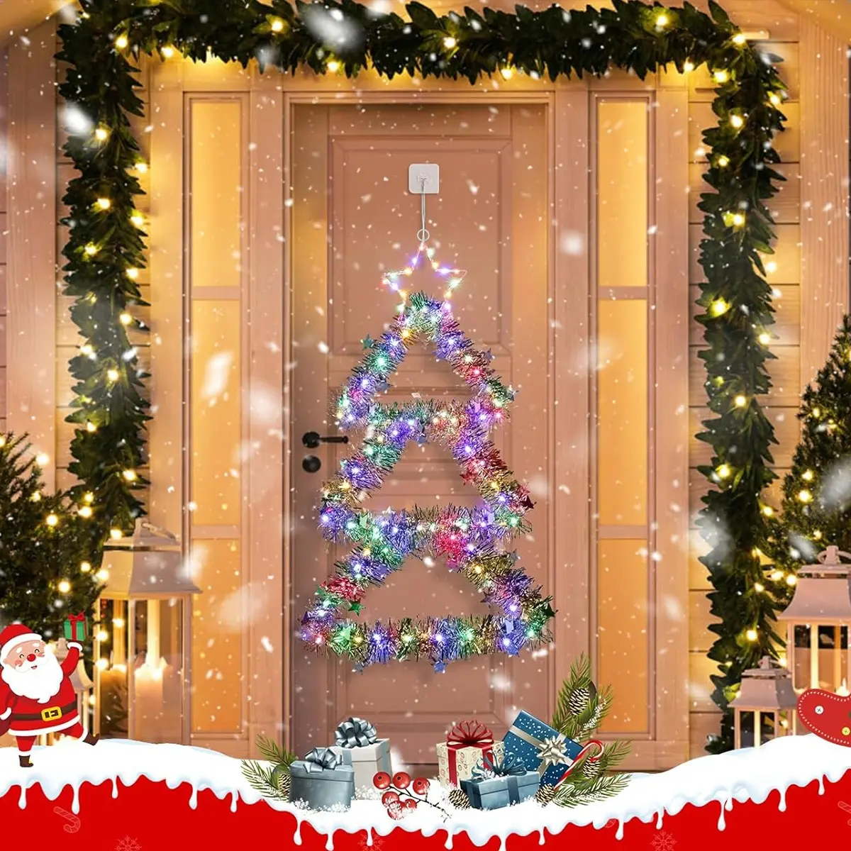 Silver Color LED Christmas Tree Light, Led Star Light, Party Light, Indoor Outdoor Decoration, Outdoor Decorative Lights, Party Decoration Supplies, Festive Hanging Lamp for Holiday Season, Easy Setup & Use