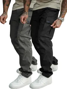 Men's Wrinkled Work Pants, Military Style, Loose Fit, Multiple Pockets, Casual Slant Pocket, Perfect for Outdoor Activities and Daily Wear