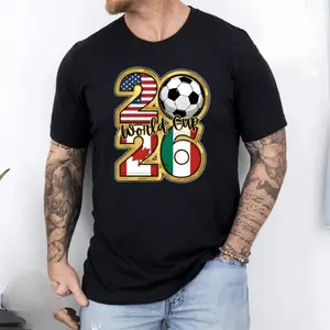 🌍⚽[Graphic Tee][100%cotton]2026 World Cup Soccer T-Shirt for USA, Canada, and Mexico – Unique Graphic Tee Featuring Carnival Design, Perfect Gift for Sports Fans and Soccer Enthusiasts, Limited Edition Apparel for World Cup 2026 Celebration