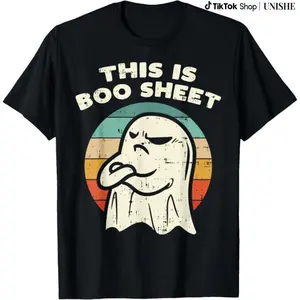 Cotton Short Sleeve This Is Boo Sheet Ghost Retro Halloween Costume Men Women T-Shirt For Men Women