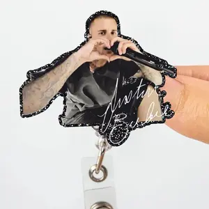 Bieber Heart Sign Coachella 2026 Fan Merch Badge Reel, Bieber Musical Journey Gift, Believer Fan Gift, Retractable ID Holder