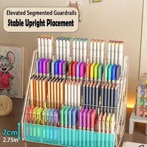 Large Capacity Acrylic Pen Holder, Watercolor Brush Organizer, Desk Storage Rack, Marker Display Stand, Art Supplies Container