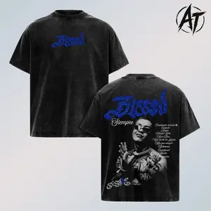 Blessd “Latin Trap Energy On A Tee” Vintage Acid Washed Oversized T Shirt, Latin Trap Streetwear Graphic Tee, Dark Aesthetic Graffiti Blue Print Double Sided Shirt, Heavyweight Cotton Unisex Top, Faded Wash Urban Fashion Music Merch Gift for Fans