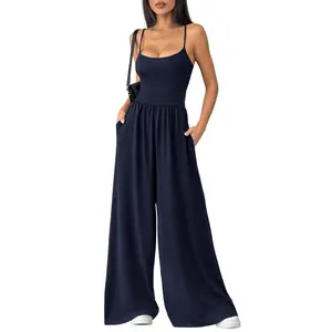 PrettyGarden Womens‘ Jumsuit Sleeveless Strap Wide Leg Date Night Rompers Beach Vacation One Piece Summer Outfits