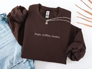 Dogs Coffee Books Sweatshirt, Book Lover Sweater, Bookish Sweatshirt, Gift for Dog Lover, Reading Shirt, Bookish Gift, Librarian Sweatshirt