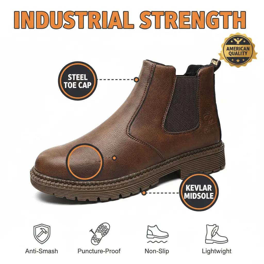 Heavy Duty Unisex Safety Shoes Puncture-Proof Smash-Proof Breathable Mesh Chef Work Shoe Waterproof Anti-Slip Durable Outdoor Sport