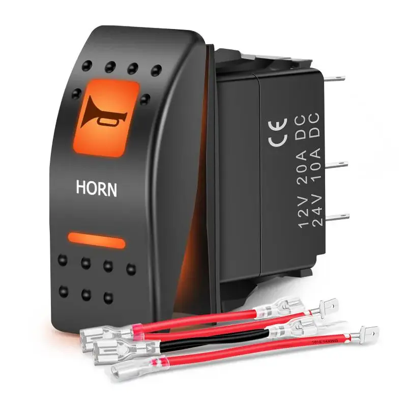 Nilight 5-Pin SPST On/Off Rocker Switch - Orange Backlit LEDs, Laser Etched, Easy Installation, Outdoor Control for UTV Horns, Electrical Lighting Equipment