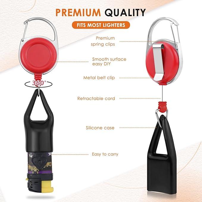 Tier's Haven 6 Pcs Retractable Lighter Leash, Keychain Lighter Holder with Clip Classic Lighters Cover Single Clip for Convenience Multicolor Lighters Strap