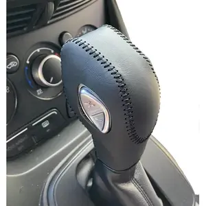 Black Leather Gear Shift Knob Cover for Ford Focus 2012-2016 / Fiesta 2014-2016 / Fusion S / SE 2013-2016 / Fusion Gear Shift Cover