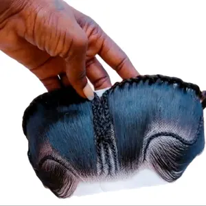 Ready To Wear Glueless Gele Turban Frontals 13x4 Human Hair Full Frontal Color Black Natural Looking Hairpiece