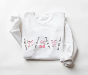 Botox Sweatshirt • Aesthetic Nurse Injector Sweater • Coquette Bow Botox Needle • Cosmetic Surgery shirt • Botox Nurse Gift • Dermatology Crewneck Womenswear Hoodie Medium
