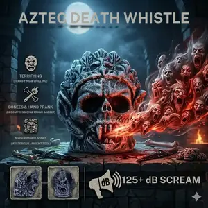 Authentic Aztec Death Whistle Replica, 125 Decibel Screeching Noise Maker, Halloween Horror Prop, Prank Toy, Prank Gag Gift, Spooky Sound Device