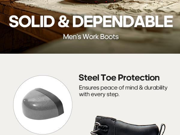 NORTIV 8 Men's Slip-resistant Steel-toe Work Boots
