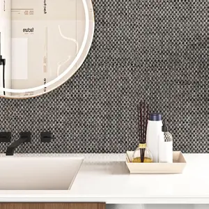Dark Gray Peel and Stick Wallpaper Grasscloth Wallpaper for Bedroom 17.5in*10ft Waterproof Self Grey Faux Removable Contact Paper Renters Friendly