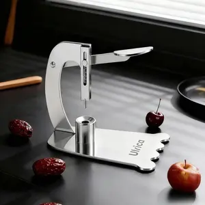 Efficient 6-Hole Cherry Pitter Tool, Stainless Steel Olive & Jujube Corer with 3 Size Replaceable Needles (5/6/8mm), Fast Fruit Pit Remover for Quick Prep & Canning
