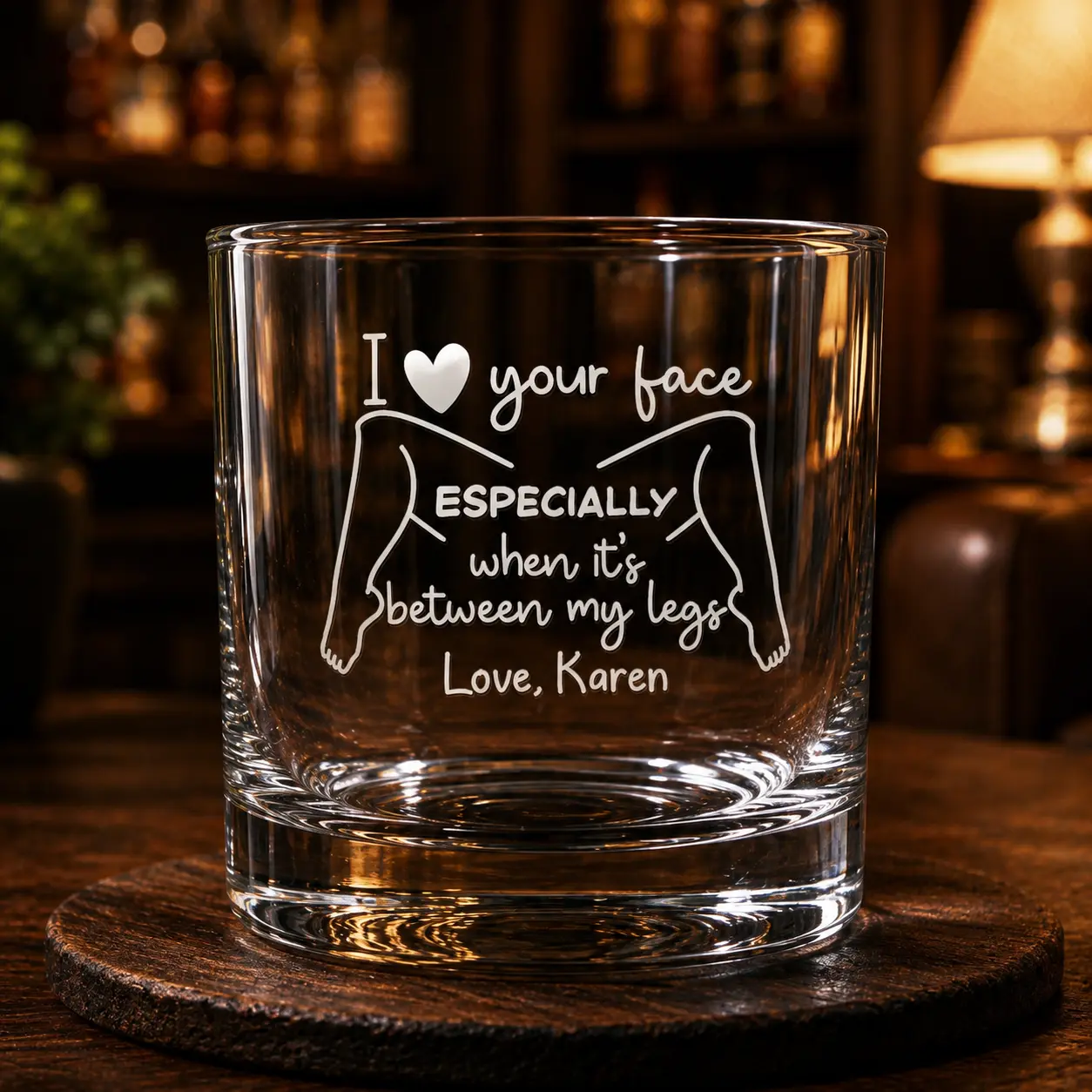 I Love Your Face, Hearts And Faces Design, Custom Couple Whiskey Glass, Funny Adult Whiskey Glass, Romantic Whiskey Glass, Personalized Name Whiskey Glass, Anniversary Gift for Couples, Boyfriend Girlfriend Gift, Husband Wife Gift, Valentine's Day Gift