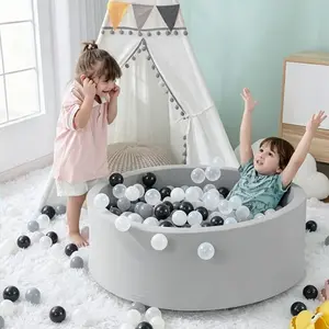 100 pieces of 2.2" black and white dark gray Transparent marine balls for children's games, suitable for female infants and toddlers, for use in tents, swimming pools, playhouses, play fences and party decorations