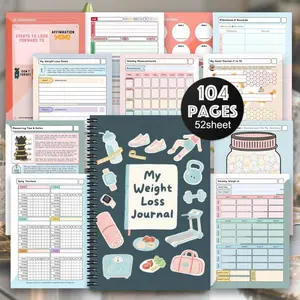 1 Spiral-Bound Weight Loss Diary & Fitness Planner - Elegant Soft-Tone Weight Loss Log, Meal Tracker, Workout Journal & Progress Notebook - Suitable for Both Women and Men, Wellness Life Organizer