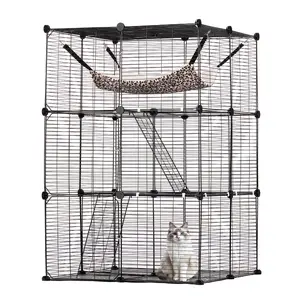 VEVOR Large 4-tier Cat Cage, 54x 41x 69, Detachable Metal Wire Cat Enclosure, with 5 Front Doors Hammock Ramp ladders, Indoor Outdoor Crate Exercise Place Ideal for Kitty, Small Animals, BlackVEVOR Super Brand Day