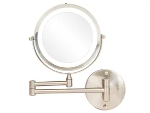 Rucci | 1X/10X Modern Lighted Wall-Mounted Makeup Mirror (Satin Nickel) [M1001/SN / M1002/SN]