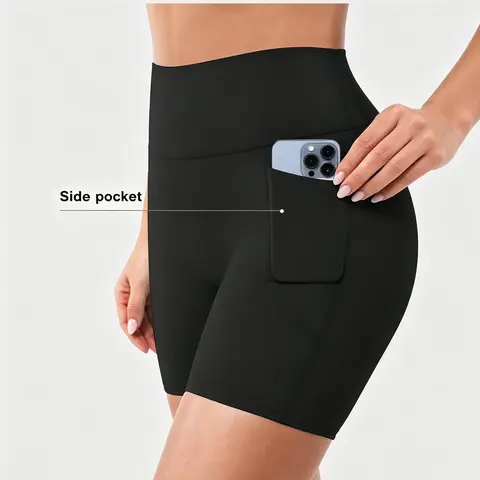 BRXL【Discount for live】Women's Fitted 5-Inch Inseam High-Waist Biking Shorts, Buttery Soft Spandex, Practical Pocket, UPF 50+ UV-Protective, Seamless Body Legging for Yoga, Gym, Running