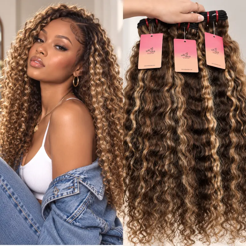 We Heart Hair Burmese Curly Summer Trending Highlight Color Honey Blonde Virgin Human Hair