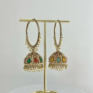Lightweight Polki Bali Jhumka Earrings with Pearl Accents for Festive Wear Elegant Dainty Jewelry