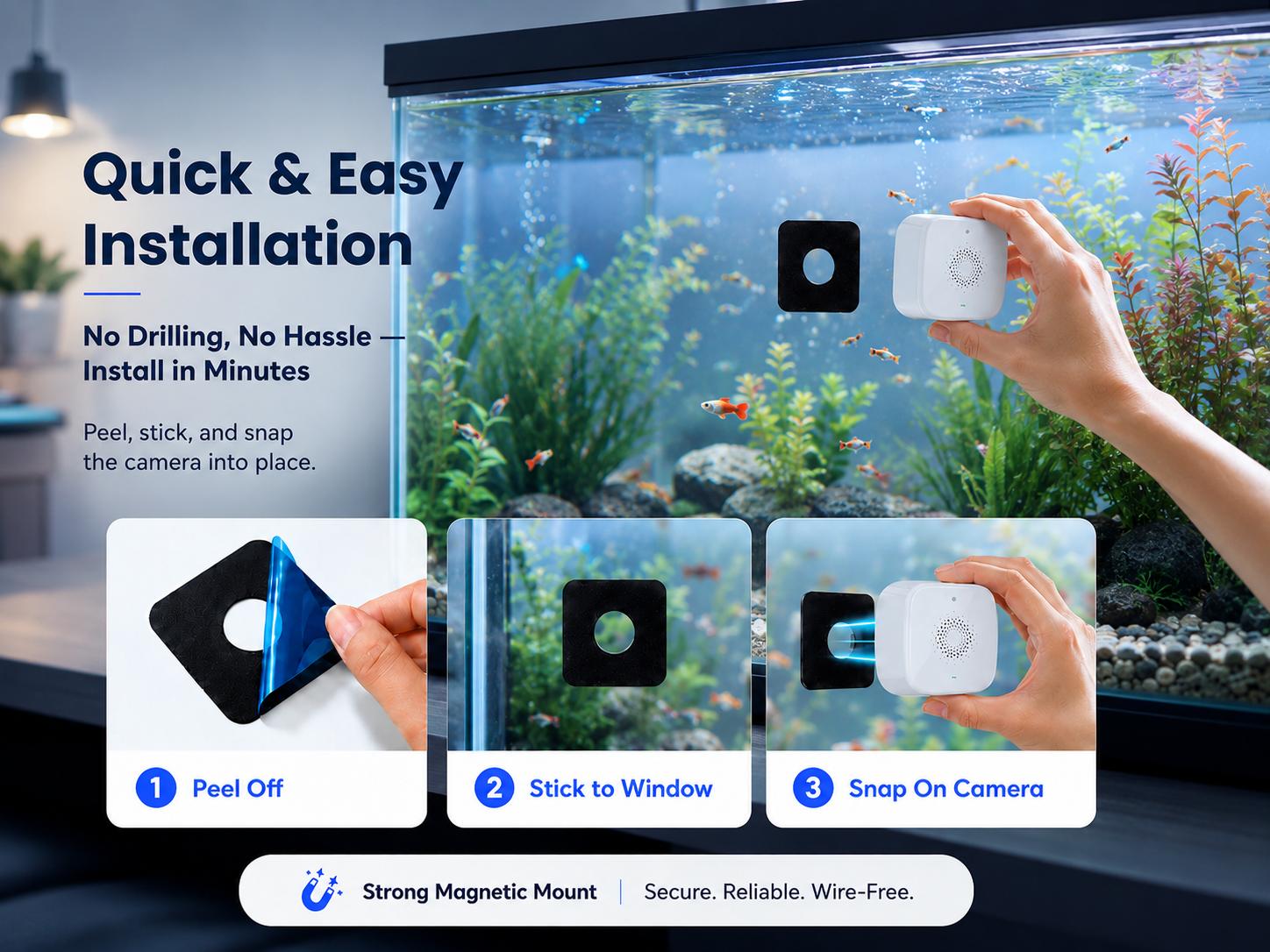 Wireless Window security Cameras for Home 4MP 2.5K, Indoor WiFi Cameras 2.4GHz/5GHz, Motion & Person Detection with Auto-Focus , Easy Installation, 24/7 Recording Works, Magnetic Install &Close-Focus Lens for Fish,Lizard, Hamster, Chameleon, Gecko, Snakes Wireless Window security Cameras for Home 4MP 2.5K, Indoor WiFi Cameras 2.4GHz/5GHz, Motion & Person Detection with Auto-Focus , Easy Installation, 24/7 Recording Works, Magnetic Install &Close-Focus Lens for Fish,Lizard, Hamster, Chameleon, Gecko, Snakes