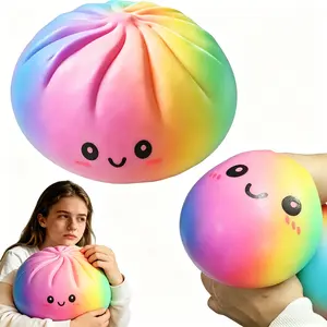 Giant Glitter Rainbow Dumpling Squishy 9.84inch | Ultra Soft Slow Rebound Fidget Toy, Anxiety Relief Decompression Gift for Kids & Adults