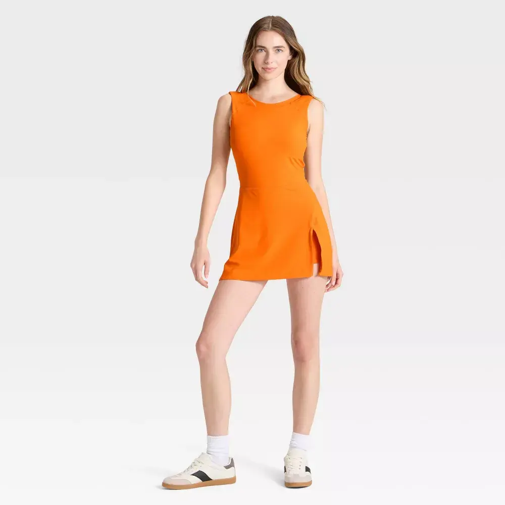 Women's Game Day High Neck Low Back Active Dress - JoyLab Orange S