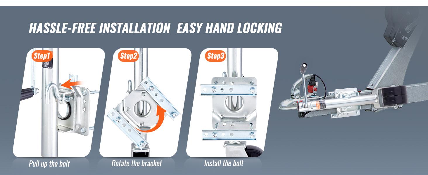【fathersdaygift】VEVOR Boat Trailer Jack 35.3 in, Bolt-on Trailer Tongue Jack Weight Capacity Max 2000 lbs, with PP Wheel and Handle for lifting RV Trailer, Horse Trailer, Utility Trailer, Yacht Trailer