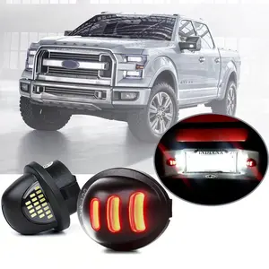 💡🚗 1Pair LED License Plate Lights Fits Ford F150 F250 F350 Ranger Explorer Bronco ✅ 3-Row Red OLED Neon Tube 6500K White 12V 3W Non-Polarity Plug & Play With Manual Led Car Lights