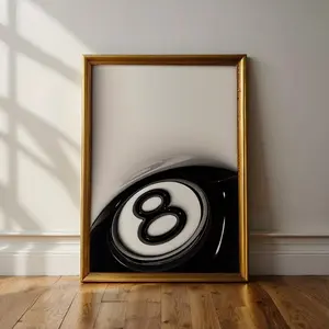 8 Ball Black And White Poster | Billiard Decor | Game Room | Billiard Wall Art | Retro Wall Art