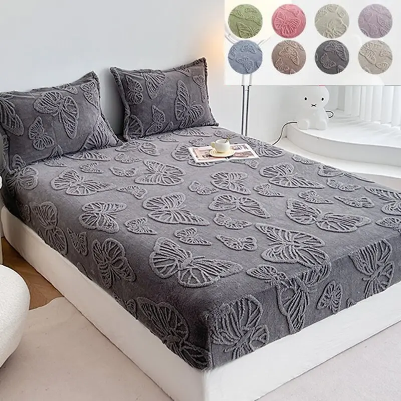 Butterfly Bed Sheet Set, Bedroom Aesthetics, Soft Comfortable Washable Fabric, Queen King Size Deep Pocket, Includes 1 Fitted Sheet and 2 Pillowcases, Bed Sheets Set