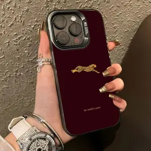 Colorful Silver Phone Case for iPhone 17/16 Pro Max, Fashion Creative Leopard Design, Anti-Drop Shockproof Protector Silicone Cover, High Aesthetic Acrylic Protection