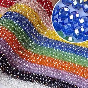 【C003】DIY 6mm   flat crystal faceted glass beads Porcelain beads bracelet kit jewelry making
