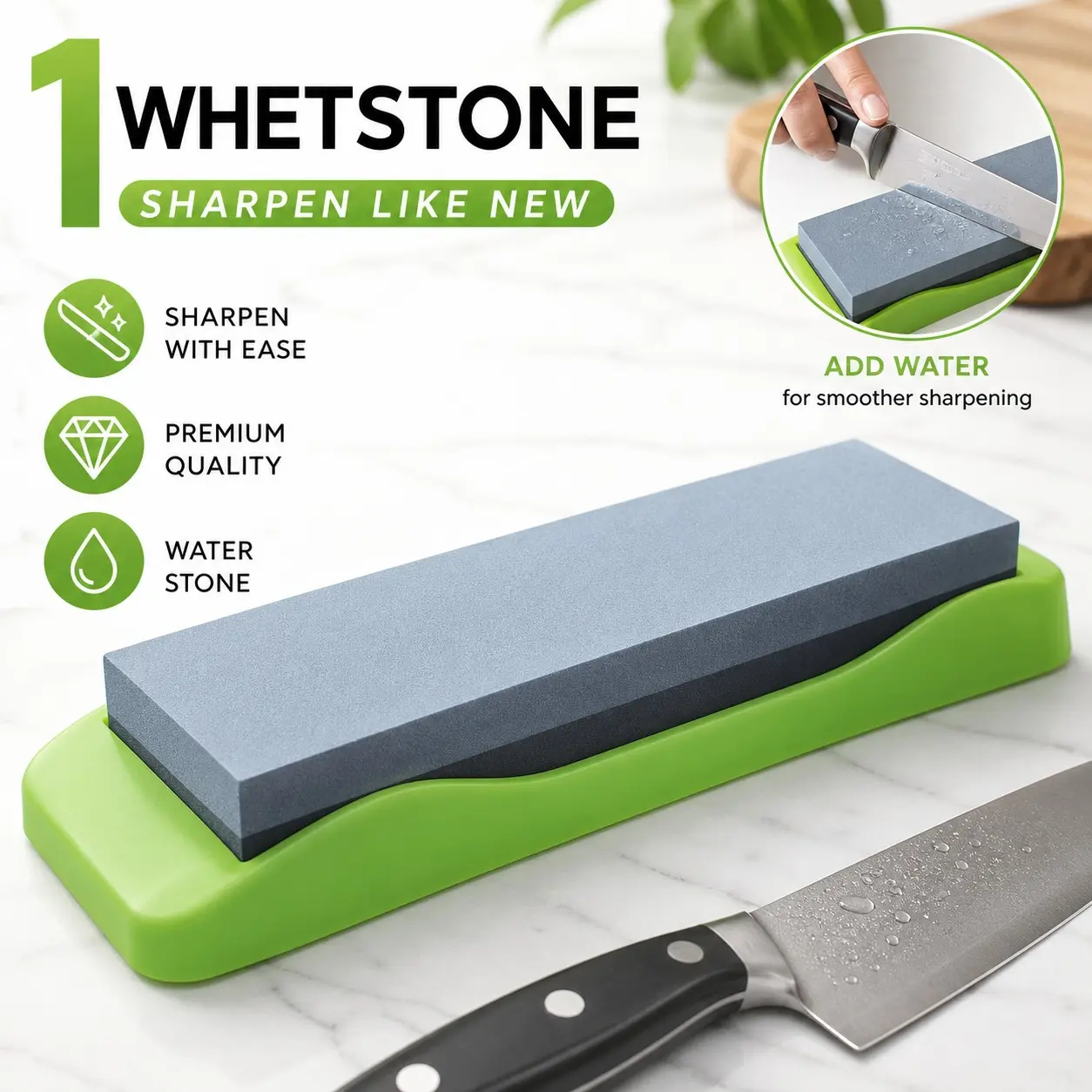 Diamond Sharpening Stone, Dual-Sided Design, High Hardness, Non-Slip Plastic Base, Manual Knife Sharpener, Kitchen Tool, No Power Required