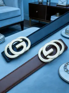 Unisex Casual Fashion Belt, Alloy Letter Buckle Design, Perfect for Daily Wear & All-Season Style, Enhance Your Look