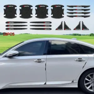 18PCS Carbon Fiber Car Door Handle Protectors, 3D Waterproof Black Handle Cup Protective Film for Most Vehicles, Scratch and Collision Protection for Winter Driving Use