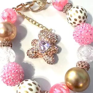 Pink Gold Teddy Bag-Key Chain, Multi-Functional Mini Accessory for Keys, Small Personal Items