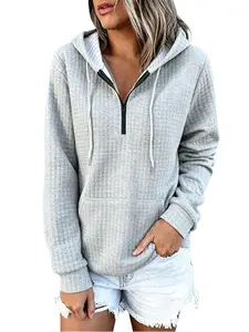 Hoodies for Women Waffle Knit Long Sleeve Drawstring Hooded Neck Casual Pullover Sweatshirt Hooded Tops