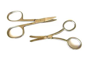 2-Piece Stainless Steel Facial Hair Scissors for Men and Women - Curved, Rounded Safety Tip Clippers for Eyebrow, Mustache, Beard Grooming Kit