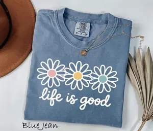 Comfort Colors spring daisy t-shirt, life is good tee, floral graphic, boho flower tee, women’s pastel daisy t-shirt, vintage spring shirt