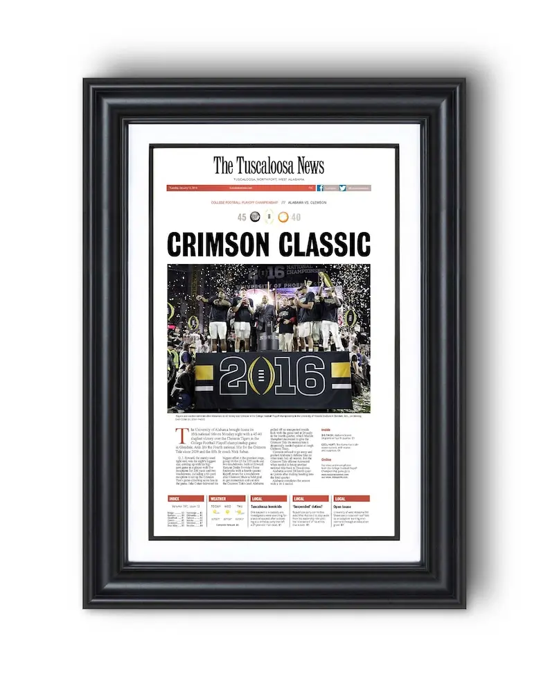 [Unframed] 2016 Alabama Football “CRIMSON CLASSIC” College Football Champions  Poster