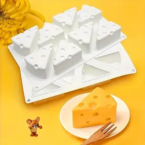 1pc, Cheese-shaped Silicone Mold with 8 Holes Cake Marbles, Suitable Cubes, Chocolate, Cakes, Mousse, and French Desserts Non-stick Baking Mold.